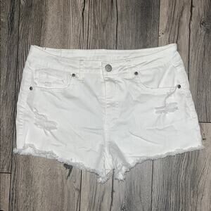 Aeropostale White Distressed Denim Shorts Size 10